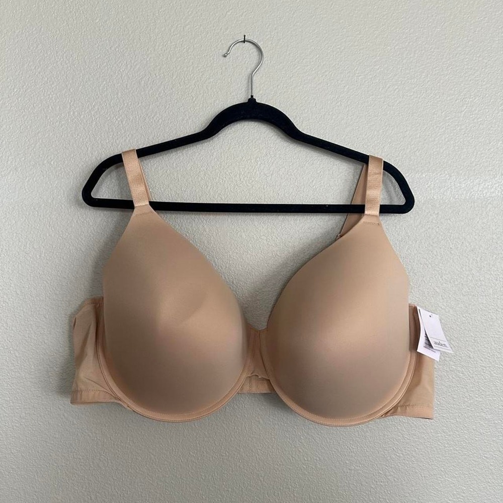 Auden smooth lightly lined comfort wire demi coverage bra in tan, size 48DDD